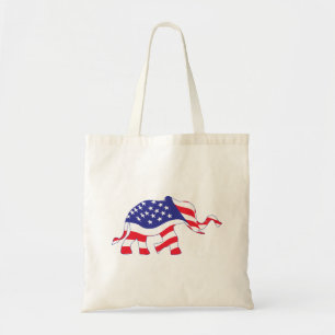 Patriotic Elephant in an American Flag Tote Bag
