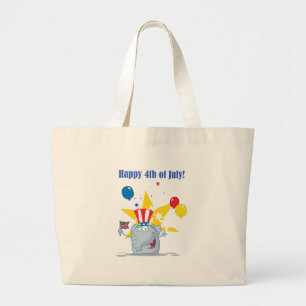 Patriotic Elephant Waving An American Flag Large Tote Bag