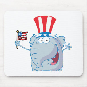 Patriotic Elephant Waving An American Flag Mouse Mat