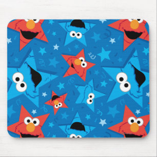 Patriotic Elmo and Cookie Monster Pattern Mouse Mat