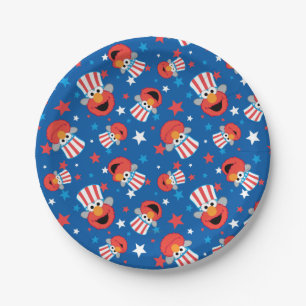 Patriotic Elmo Pattern Paper Plate