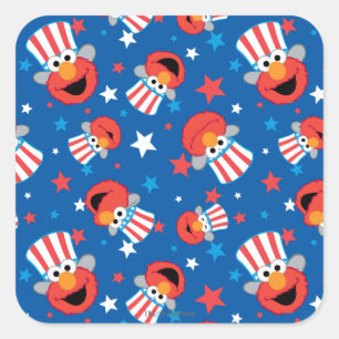 Patriotic Elmo Pattern Square Sticker