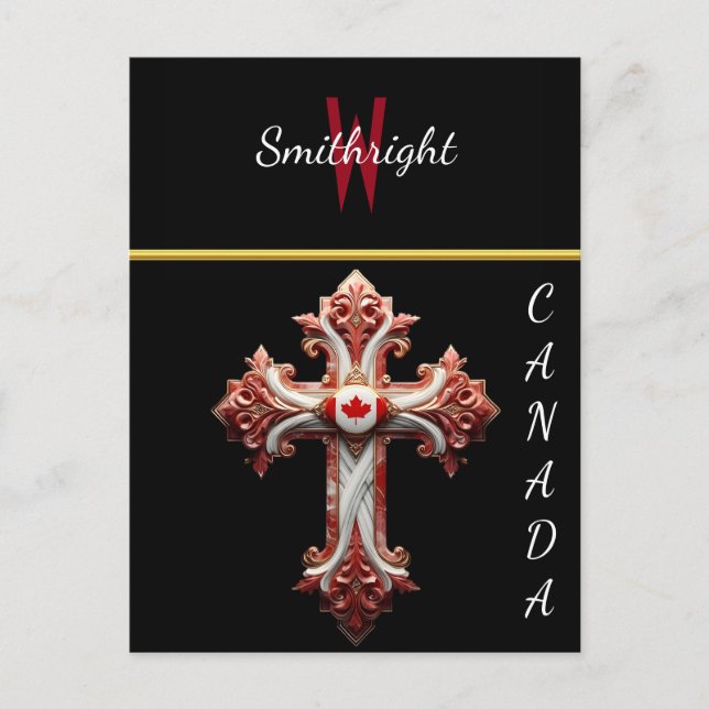 Patriotic Emblem: Canadian Flag Cross Postcard (Front)