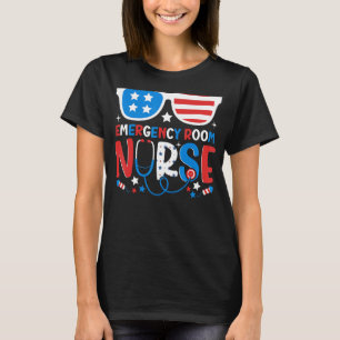 Patriotic Emergency Room Nurse 4th Of July Sunglas T-Shirt
