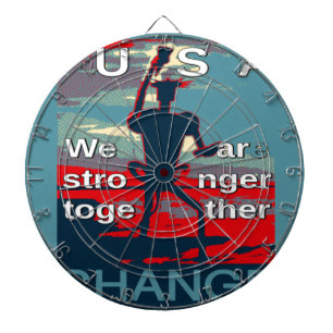 Patriotic Empowering USA Change, Stronger Together Dartboard