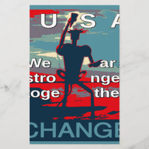 Patriotic Empowering USA Change, Stronger Together Stationery