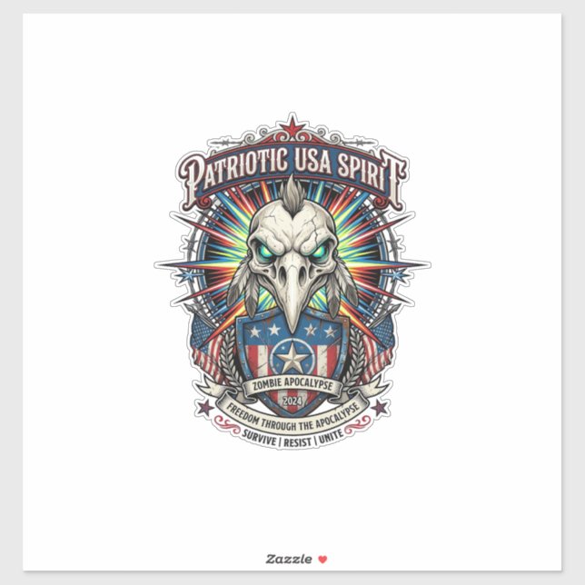 Patriotic End Of Days Eagle Skull Zombie Apocalyps (Sheet)