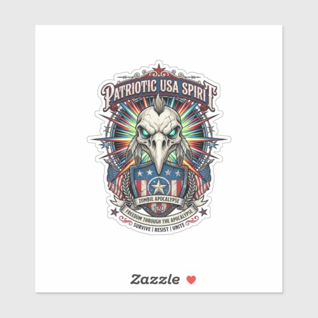 Patriotic End Of Days Eagle Skull Zombie Apocalyps (Sheet)