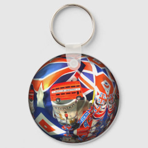 Patriotic England London collage art accessories Key Ring