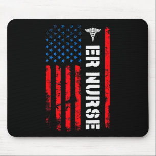 Patriotic Er Nurse Shirt Retro American Flag 4th O Mouse Mat