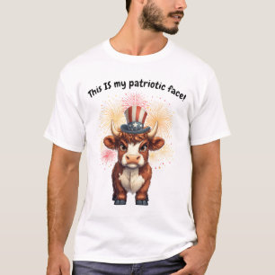 Patriotic face grumpy highland cow T-Shirt