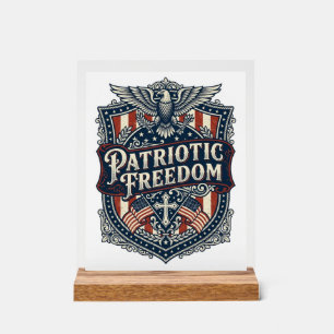 Patriotic Faith Family Freedom Vector Graphic Tee Acrylic Sign