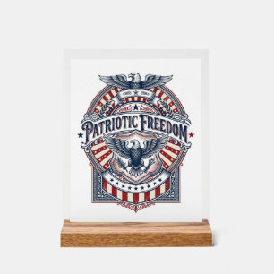 Patriotic Faith Over Fear USA Vector Graphic Tee Acrylic Sign