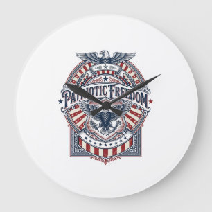 Patriotic Faith Over Fear USA Vector Graphic Tee Large Clock