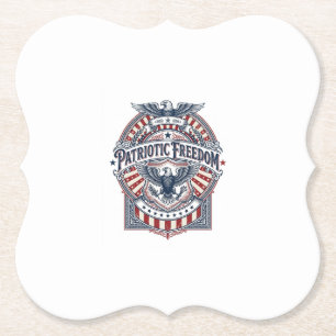 Patriotic Faith Over Fear USA Vector Graphic Tee Paper Coaster