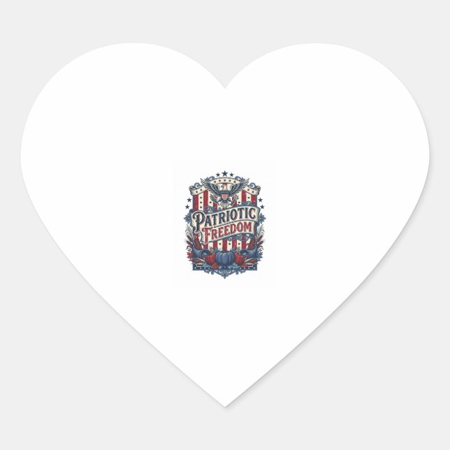 Patriotic Fall Harvest Vector Graphic Tee Heart Sticker (Front)