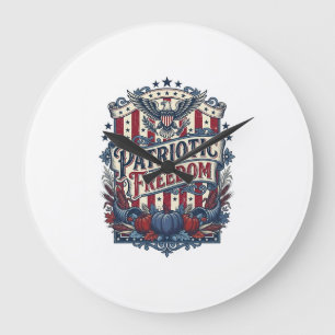 Patriotic Fall Harvest Vector Graphic Tee Large Clock