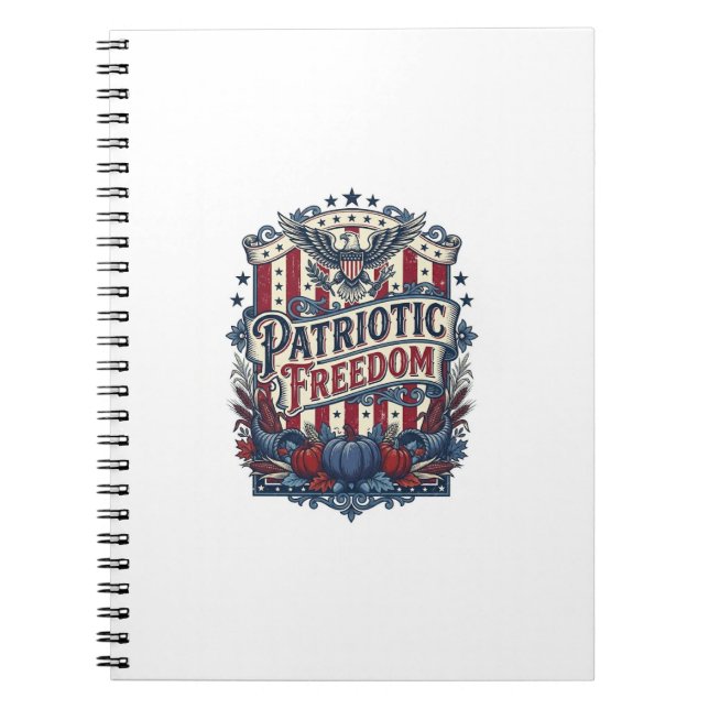 Patriotic Fall Harvest Vector Graphic Tee Notebook (Front)
