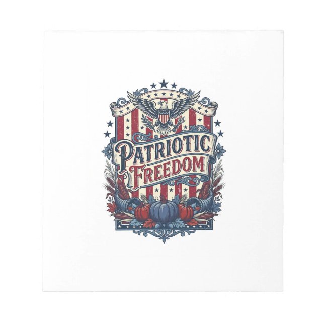 Patriotic Fall Harvest Vector Graphic Tee Notepad (Front)