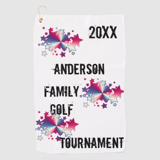 Patriotic Family Golf Tournament USA Stars Towel (Front)