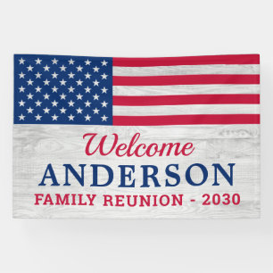Patriotic Family Personalised USA American Flag Banner