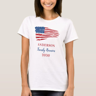 Patriotic Family Reunion Custom USA American Flag T-Shirt