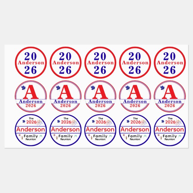 Patriotic Family Reunion Stickers (Sheet)