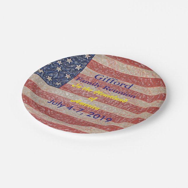 Patriotic Family Reunion USA Amazing Paper Plate (Angled)