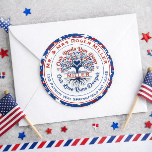 Patriotic Family Roots Reunion Classic Round Sticker