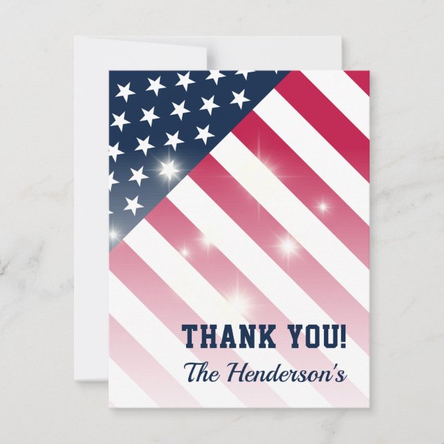 Patriotic Family Thank You Flat Note Card (Front)