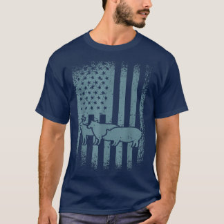 Patriotic Farm Animal American Flag Cow Pig Goat R T-Shirt