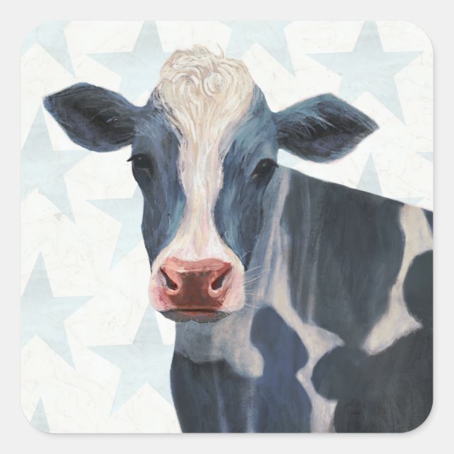 Patriotic Farm - Cow Square Sticker (Front)
