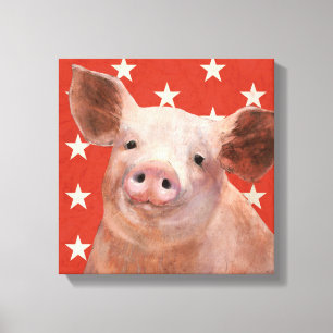 Patriotic Farm - Pig Canvas Print