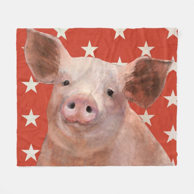 Patriotic Farm - Pig Fleece Blanket (Front (Horizontal))