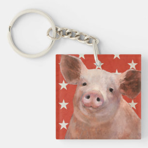 Patriotic Farm - Pig Key Ring