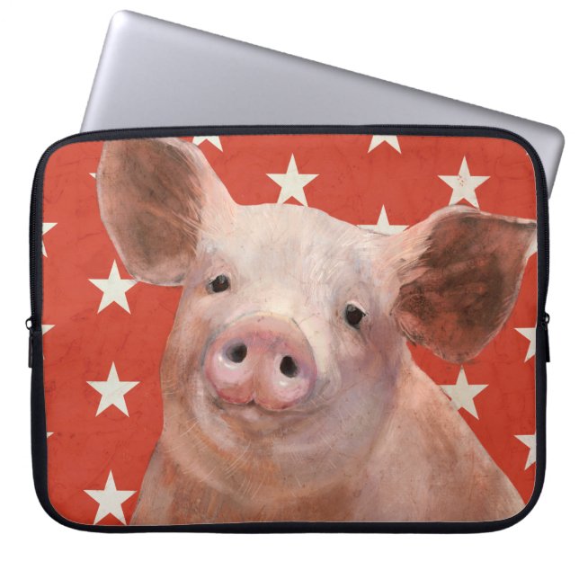 Patriotic Farm - Pig Laptop Sleeve (Front)