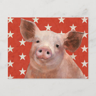 Patriotic Farm - Pig Postcard