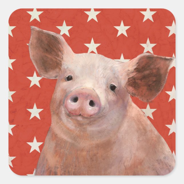 Patriotic Farm - Pig Square Sticker (Front)