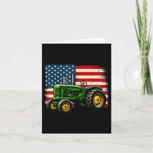 Patriotic Farmer 4th Of July Tractor Usa Flag Card