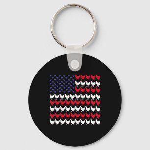 Patriotic Farmers 4th Of July American Flag Key Ring