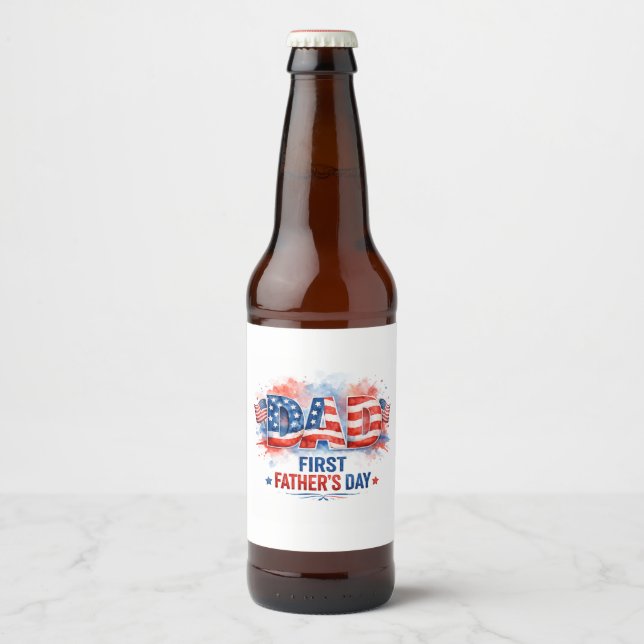 Patriotic Father's Day Beer Bottle Label (Front)