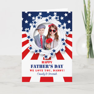 Patriotic Father's Day for Dad Serving with Photo Holiday Card