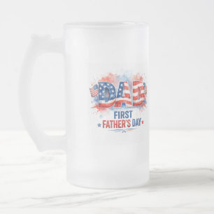 Patriotic Father's Day Frosted Glass Beer Mug