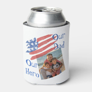 Patriotic Father's Day Stars & Stripes Photo Can Cooler