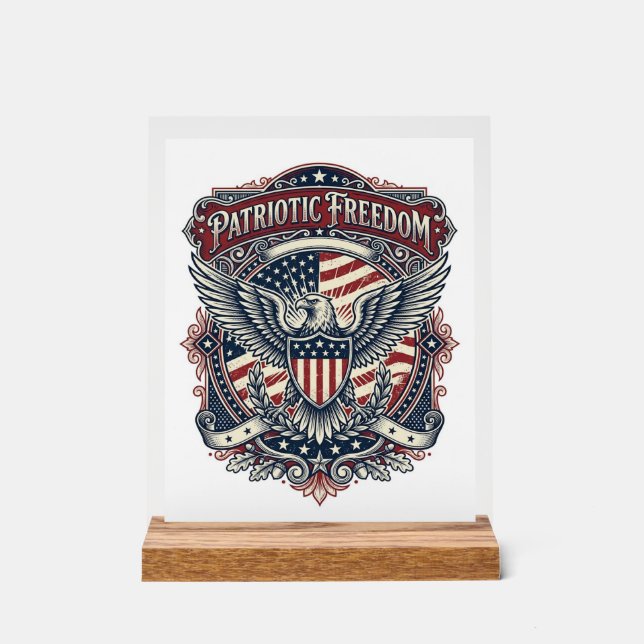 Patriotic Fathers Day Vector Graphic Tee Acrylic Sign (Front)