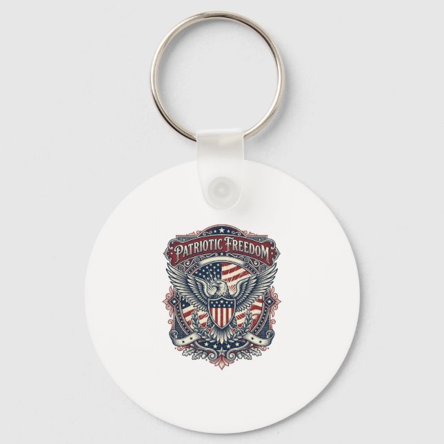Patriotic Fathers Day Vector Graphic Tee Key Ring (Front)