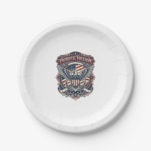 Patriotic Fathers Day Vector Graphic Tee Paper Plate