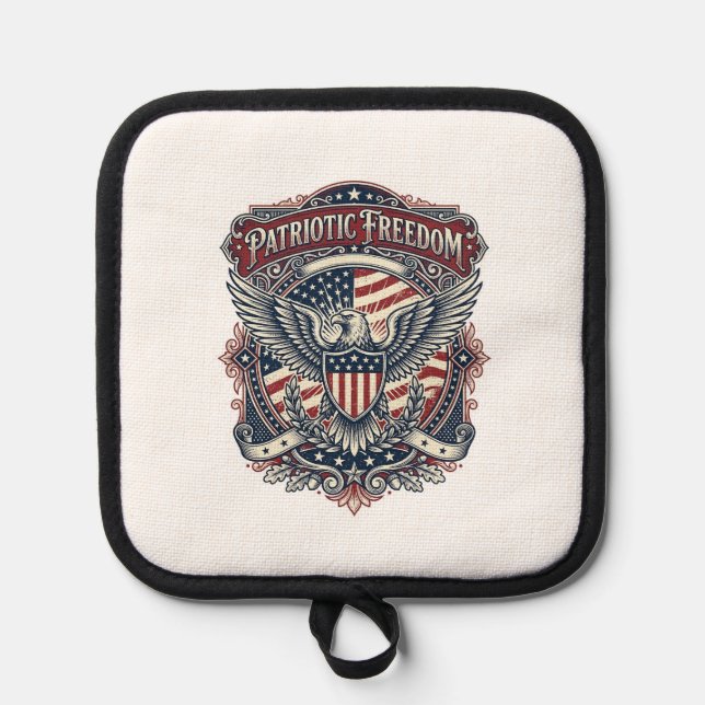 Patriotic Fathers Day Vector Graphic Tee Pot Holder (Front)