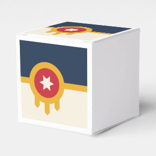 Patriotic favor box with Flag of Tulsa City