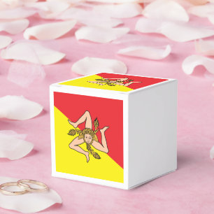 Patriotic favour box with Flag of Sicily, Italy